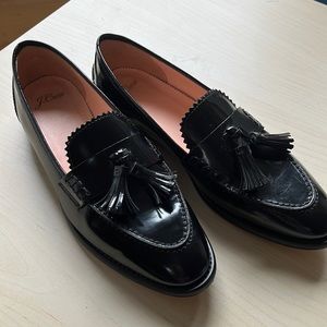 J Crew Academy Loafers with tassels in Black.